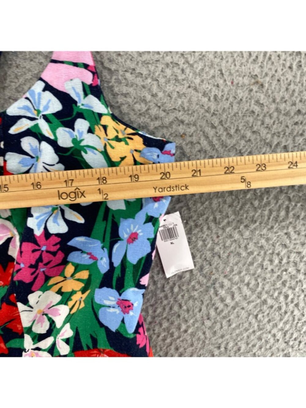 Old Navy Dress Womens Extra Large Navy Multi Floral Linen Fit & Flare Sundress - Picture 9 of 11